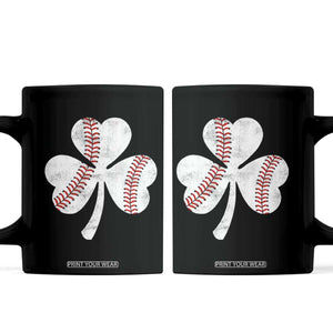 Funny Baseball St Patricks Day Distressed Shamrock Coffee Mug TS11 Black Print Your Wear