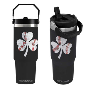 Funny Baseball St Patricks Day Distressed Shamrock Flip Straw Tumbler TS11 One Size: 30 oz Black Print Your Wear