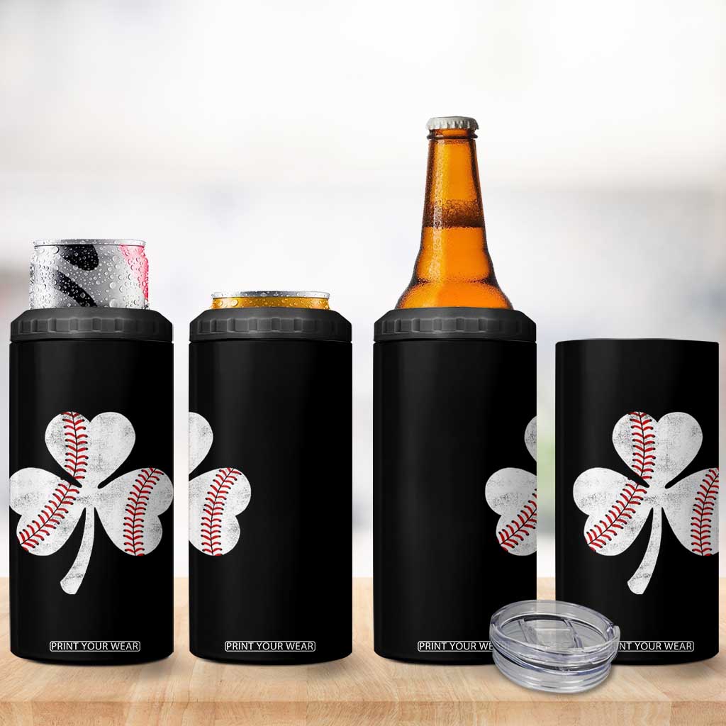 Funny Baseball St Patricks Day Distressed Shamrock 4 in 1 Can Cooler Tumbler TS11 Print Your Wear