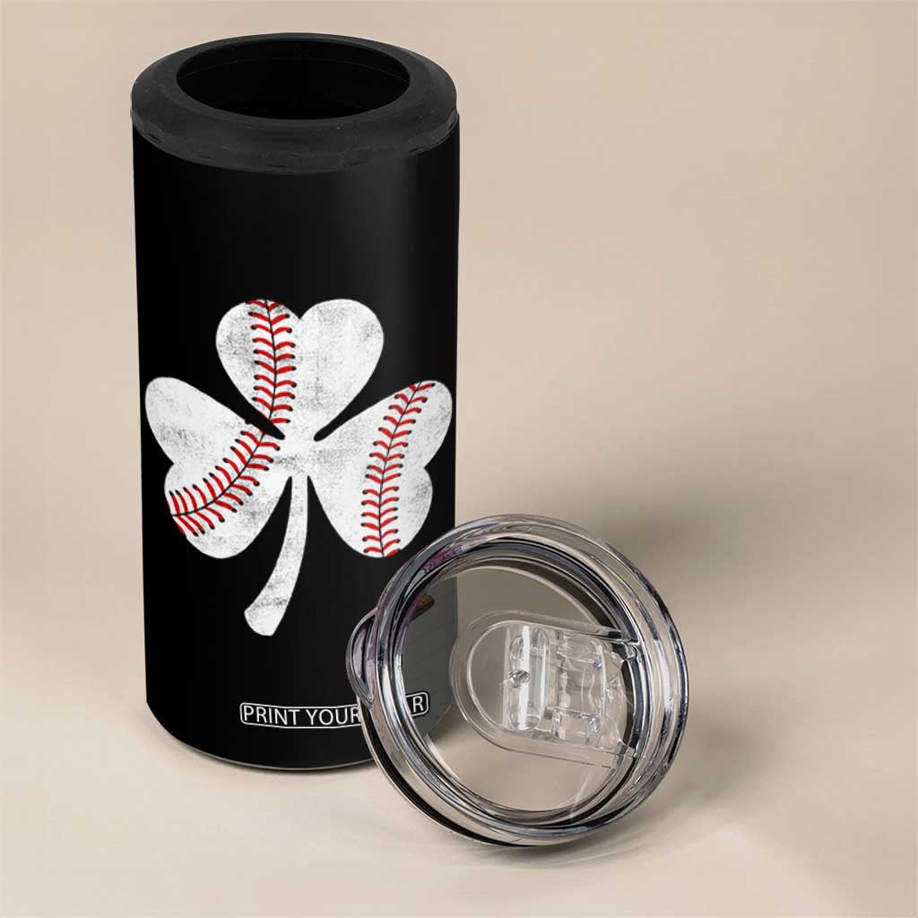 Funny Baseball St Patricks Day Distressed Shamrock 4 in 1 Can Cooler Tumbler TS11 Print Your Wear