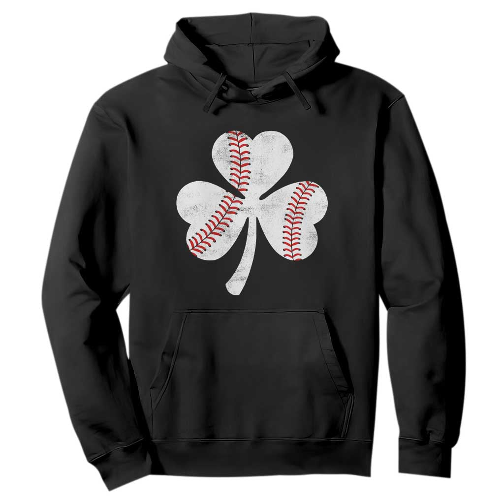 Funny Baseball St Patricks Day Distressed Shamrock Hoodie TS11 Black Print Your Wear
