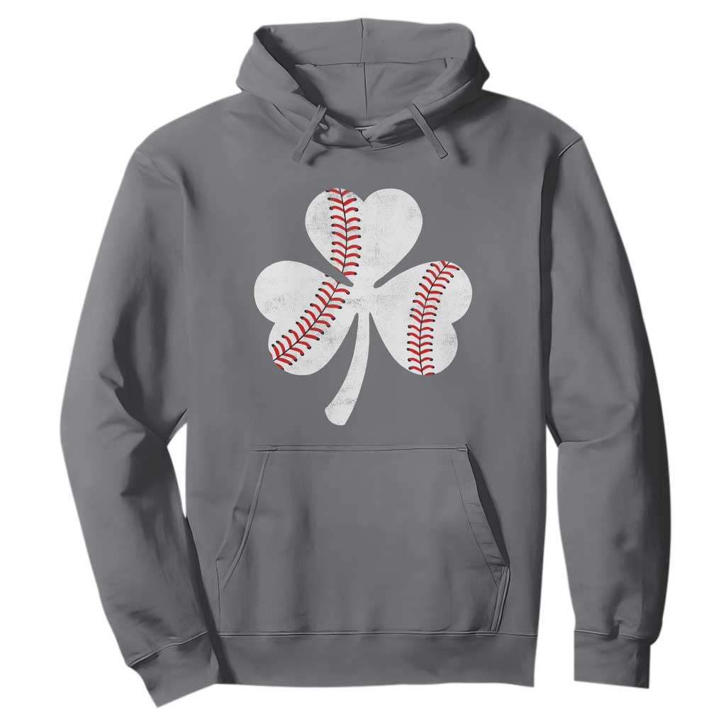 Funny Baseball St Patricks Day Distressed Shamrock Hoodie TS11 Charcoal Print Your Wear