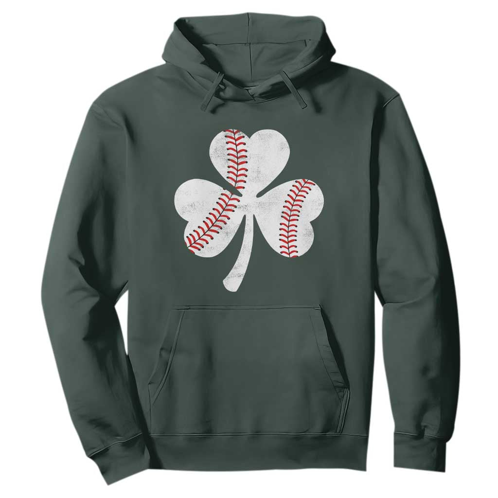 Funny Baseball St Patricks Day Distressed Shamrock Hoodie TS11 Dark Forest Green Print Your Wear