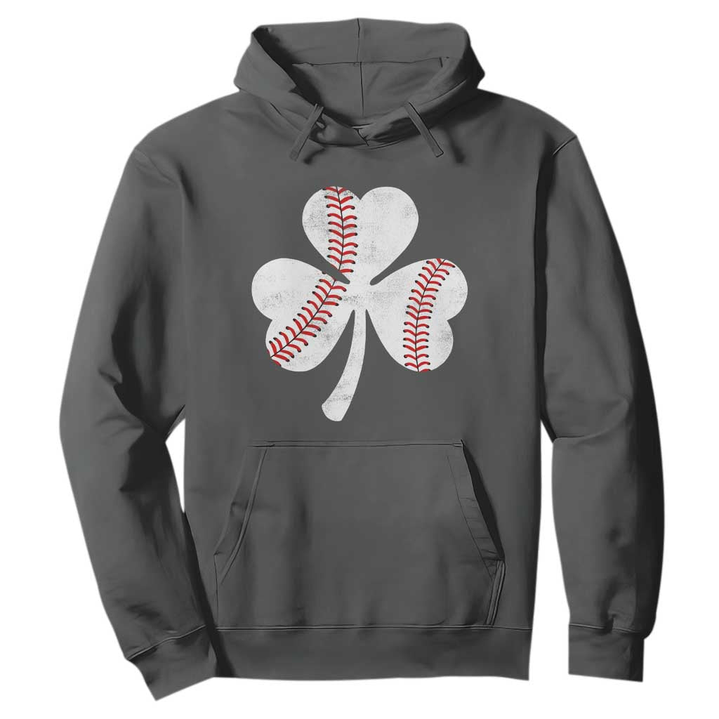 Funny Baseball St Patricks Day Distressed Shamrock Hoodie TS11 Dark Heather Print Your Wear