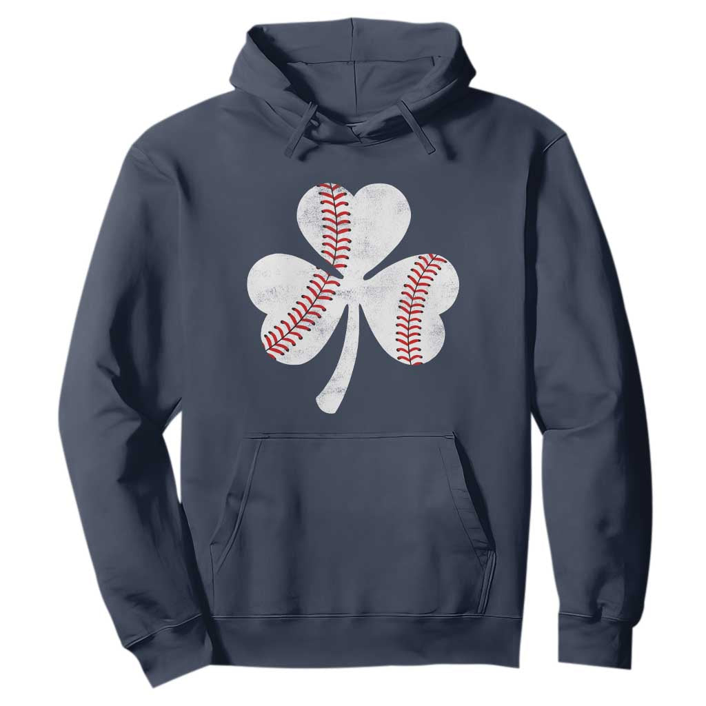 Funny Baseball St Patricks Day Distressed Shamrock Hoodie TS11 Navy Print Your Wear