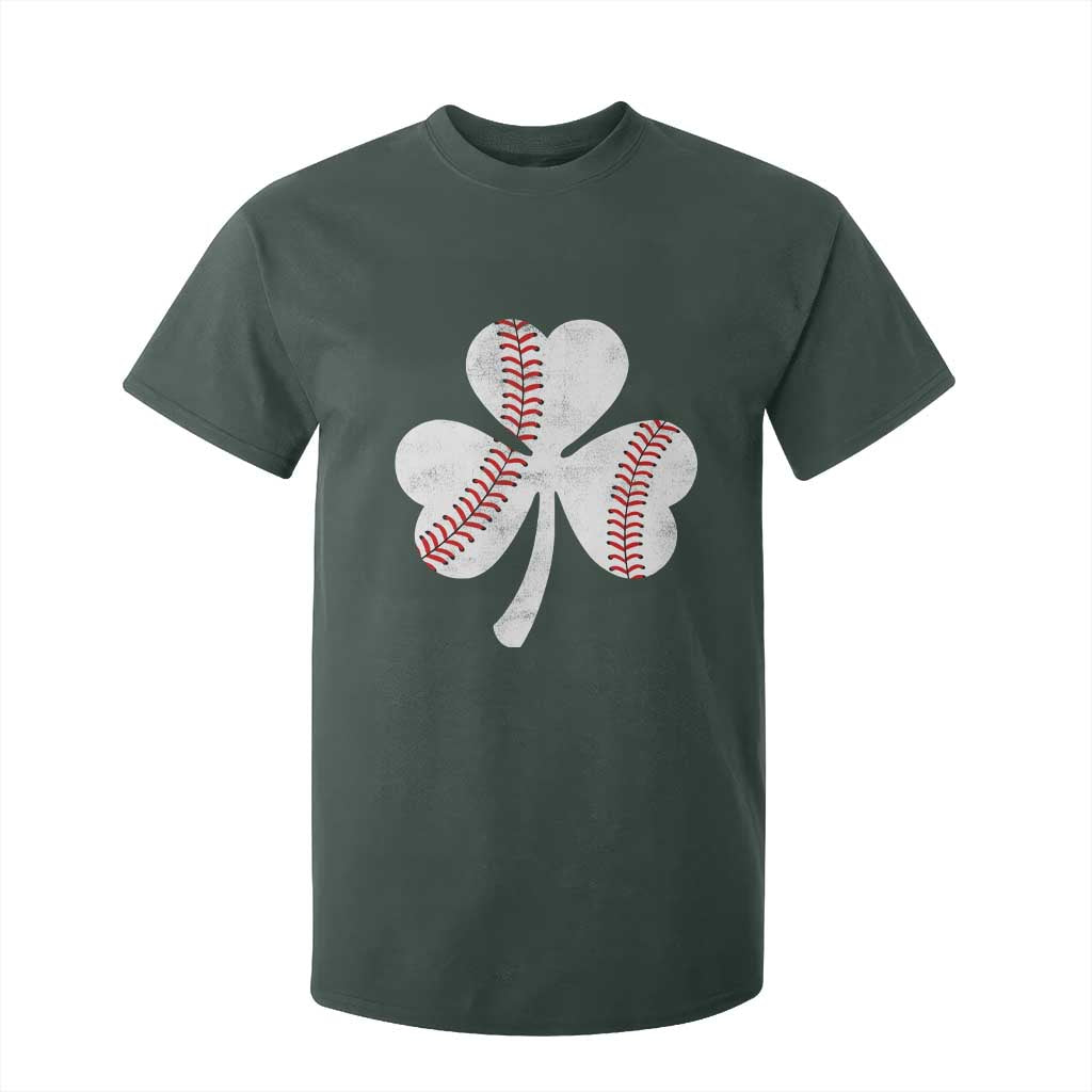 Funny Baseball St Patricks Day Distressed Shamrock T Shirt For Kid TS11 Dark Forest Green Print Your Wear