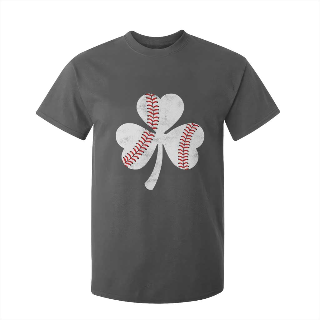 Funny Baseball St Patricks Day Distressed Shamrock T Shirt For Kid TS11 Dark Heather Print Your Wear