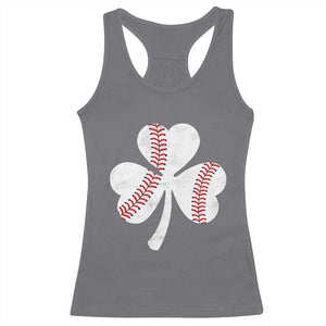 Funny Baseball St Patricks Day Distressed Shamrock Racerback Tank Top TS11 Charcoal Print Your Wear