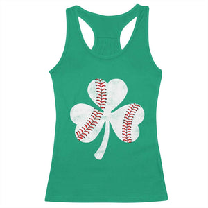Funny Baseball St Patricks Day Distressed Shamrock Racerback Tank Top TS11 Irish Green Print Your Wear
