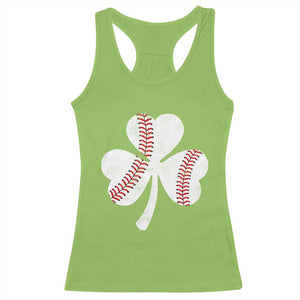 Funny Baseball St Patricks Day Distressed Shamrock Racerback Tank Top TS11 Lime Print Your Wear