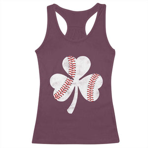Funny Baseball St Patricks Day Distressed Shamrock Racerback Tank Top TS11 Maroon Print Your Wear