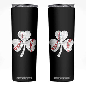 Funny Baseball St Patricks Day Distressed Shamrock Skinny Tumbler TS11 Black Print Your Wear