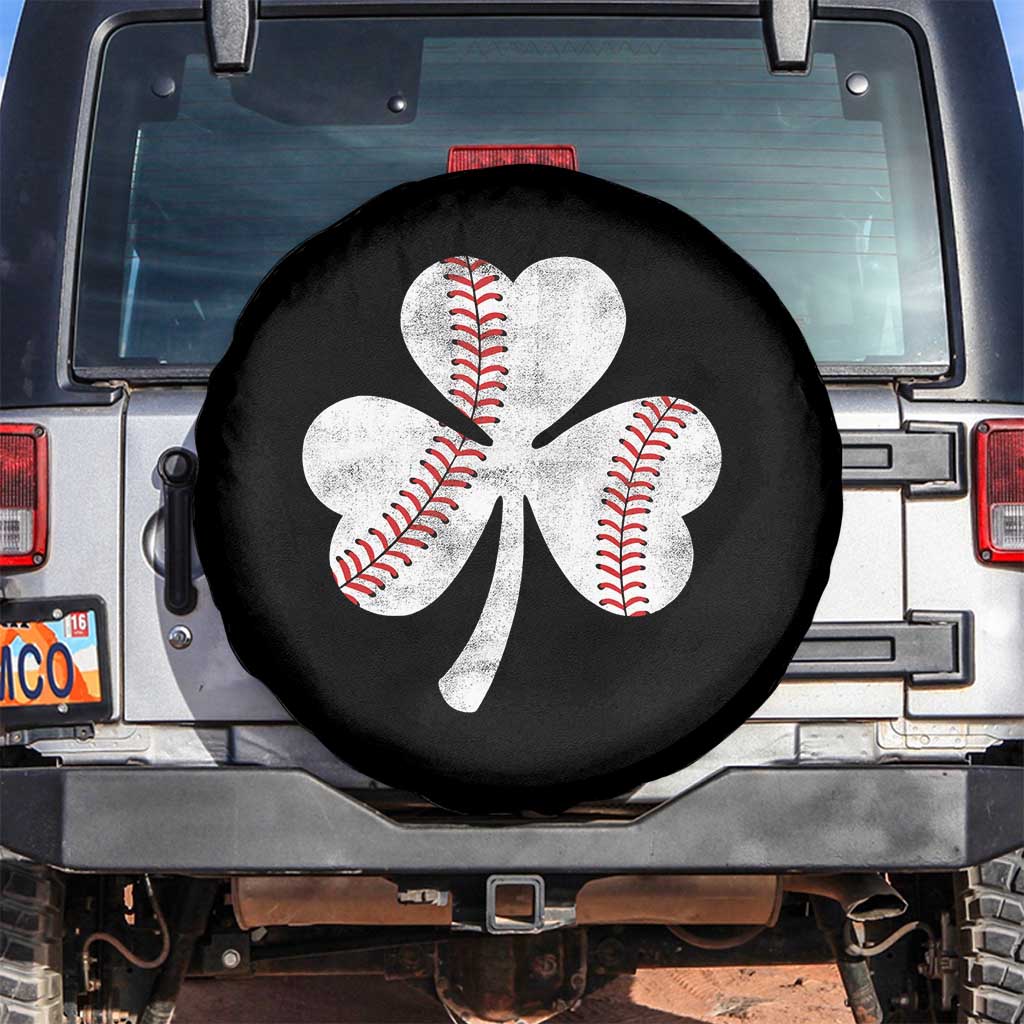 Funny Baseball St Patricks Day Distressed Shamrock Spare Tire Cover TS11 No hole Black Print Your Wear