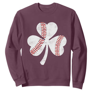 Funny Baseball St Patricks Day Distressed Shamrock Sweatshirt TS11 Maroon Print Your Wear