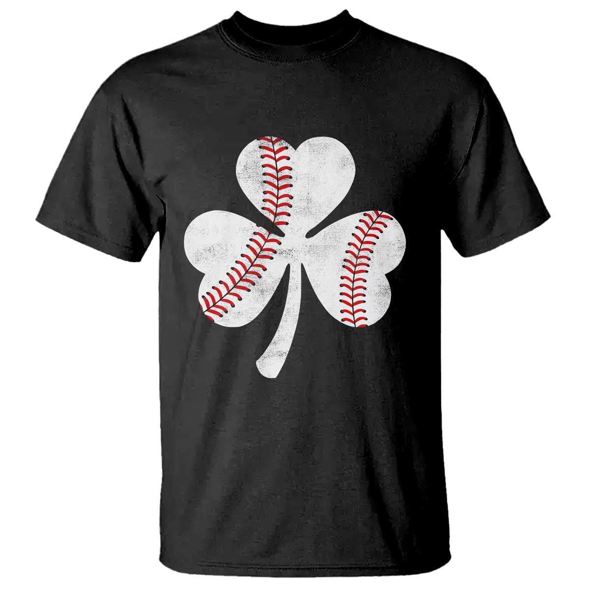 Funny Baseball St Patricks Day Distressed Shamrock T Shirt TS11 Black Print Your Wear