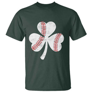 Funny Baseball St Patricks Day Distressed Shamrock T Shirt TS11 Dark Forest Green Print Your Wear