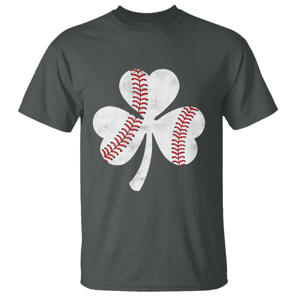 Funny Baseball St Patricks Day Distressed Shamrock T Shirt TS11 Dark Heather Print Your Wear