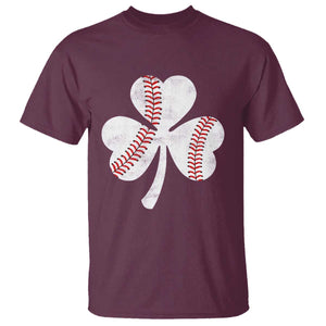 Funny Baseball St Patricks Day Distressed Shamrock T Shirt TS11 Maroon Print Your Wear