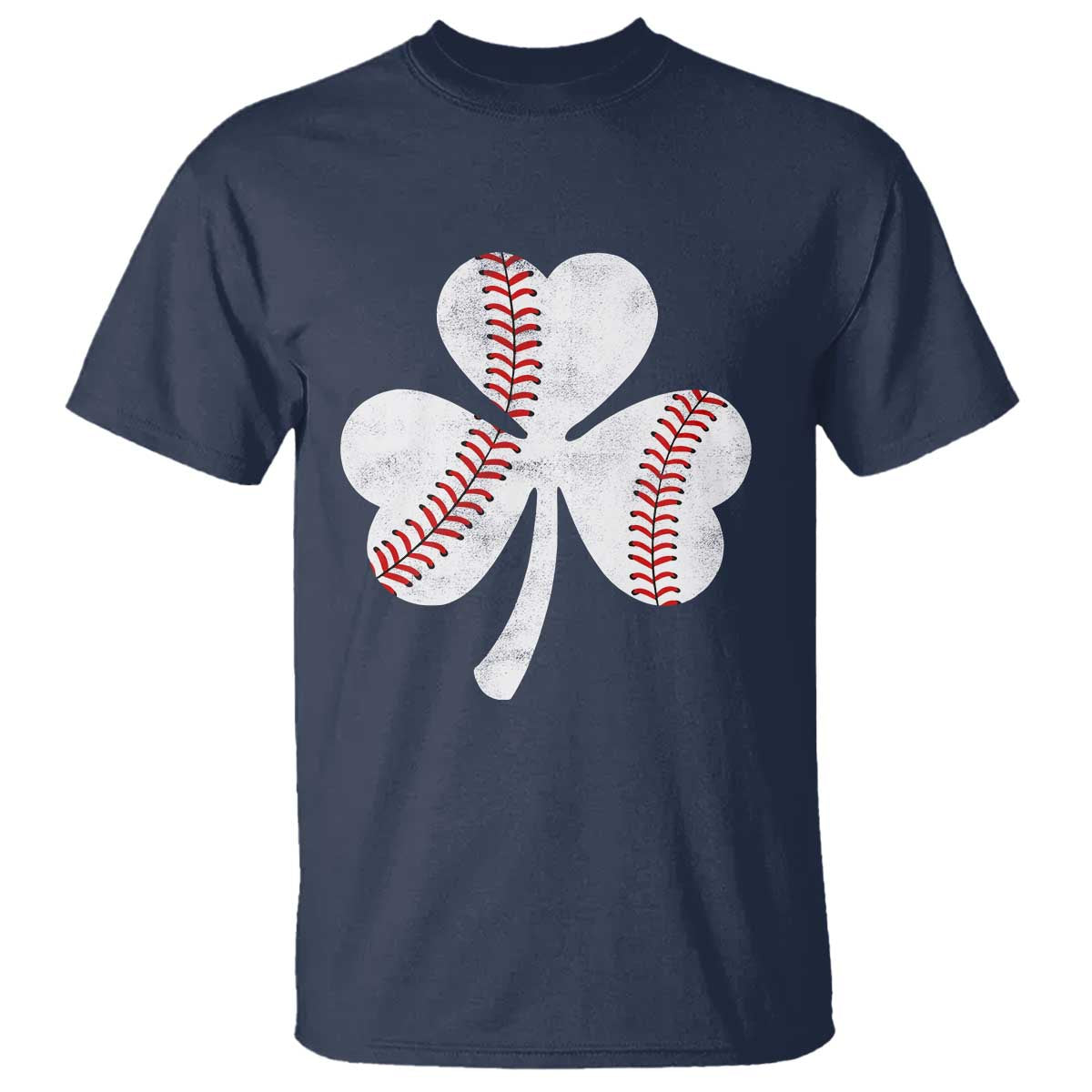 Funny Baseball St Patricks Day Distressed Shamrock T Shirt TS11 Navy Print Your Wear