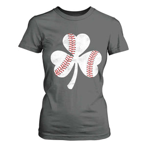 Funny Baseball St Patricks Day Distressed Shamrock T Shirt For Women TS11 Dark Heather Print Your Wear