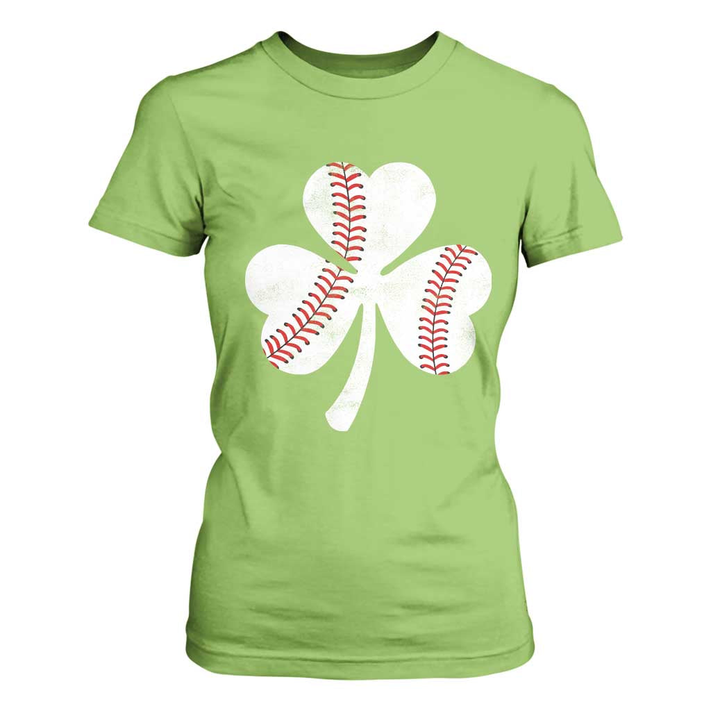 Funny Baseball St Patricks Day Distressed Shamrock T Shirt For Women TS11 Lime Print Your Wear