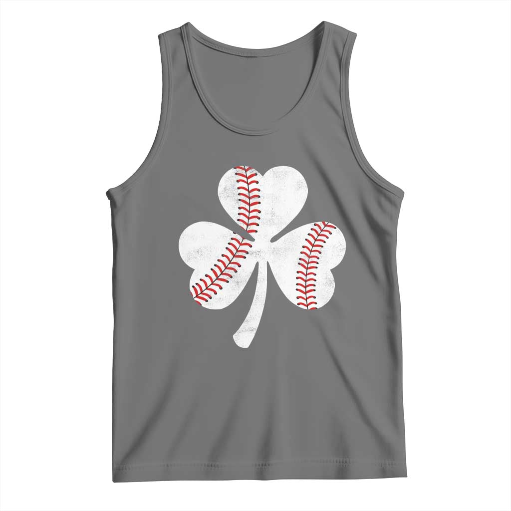 Funny Baseball St Patricks Day Distressed Shamrock Tank Top TS11 Black Heather Print Your Wear
