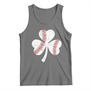 Funny Baseball St Patricks Day Distressed Shamrock Tank Top TS11 Black Heather Print Your Wear