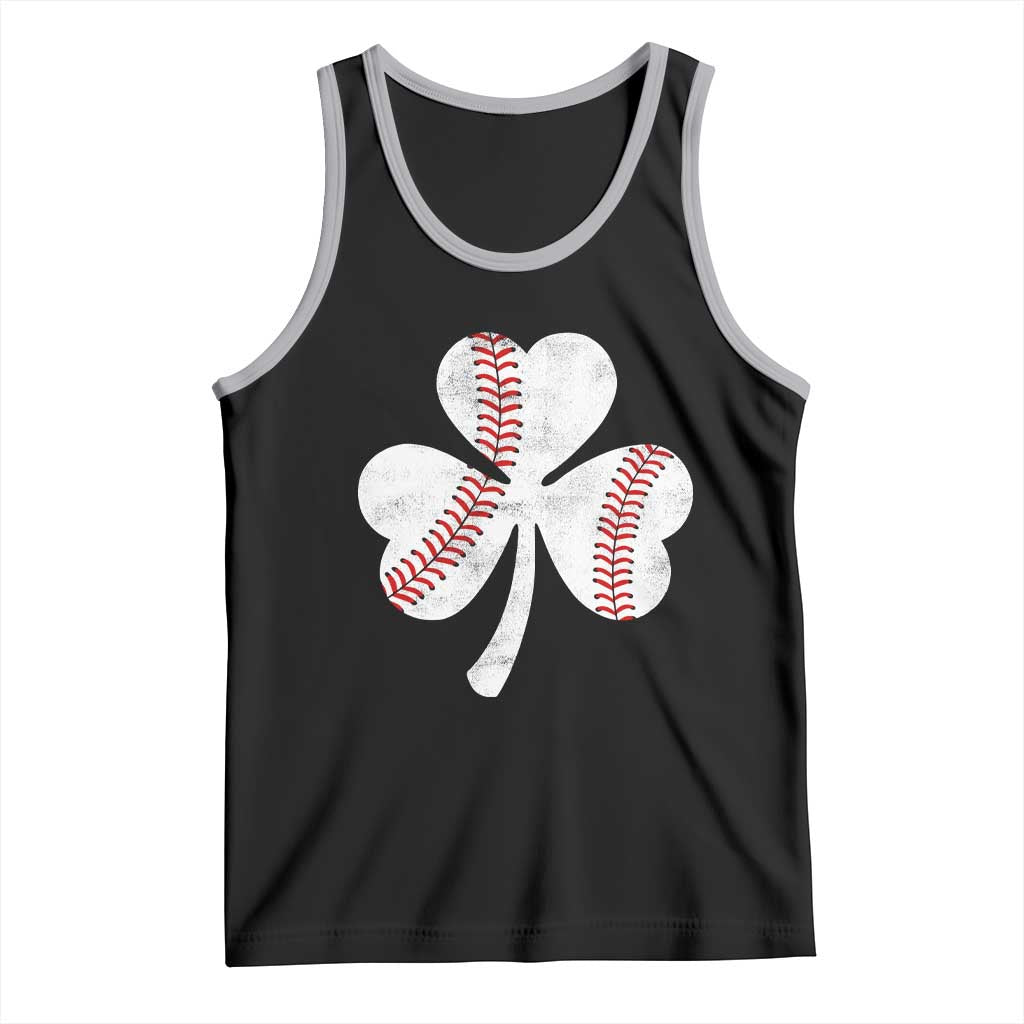 Funny Baseball St Patricks Day Distressed Shamrock Tank Top TS11 Black Athletic Heather Print Your Wear
