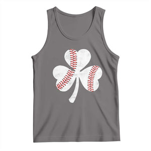 Funny Baseball St Patricks Day Distressed Shamrock Tank Top TS11 Deep Heather Print Your Wear
