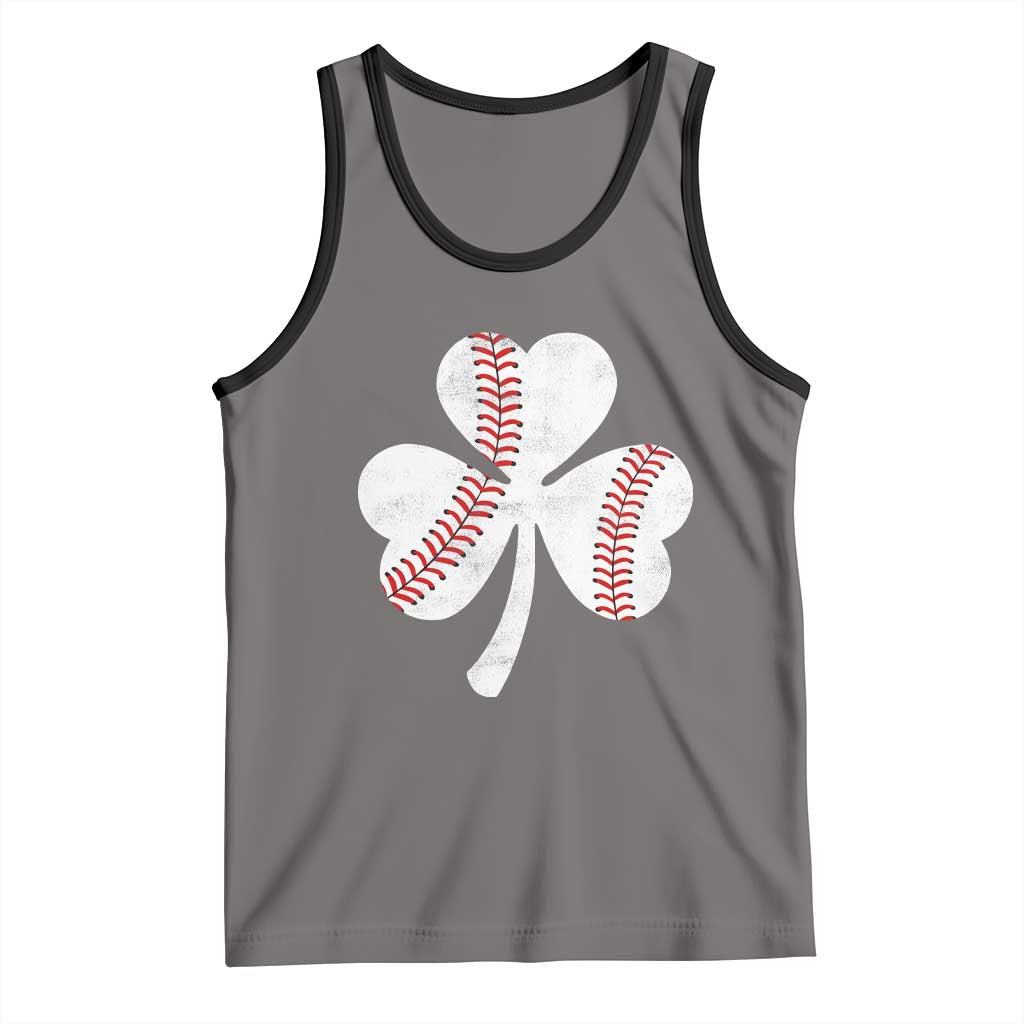 Funny Baseball St Patricks Day Distressed Shamrock Tank Top TS11 Deep Heather Black Print Your Wear