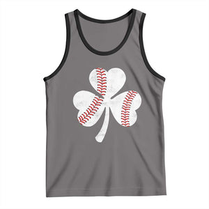 Funny Baseball St Patricks Day Distressed Shamrock Tank Top TS11 Deep Heather Black Print Your Wear