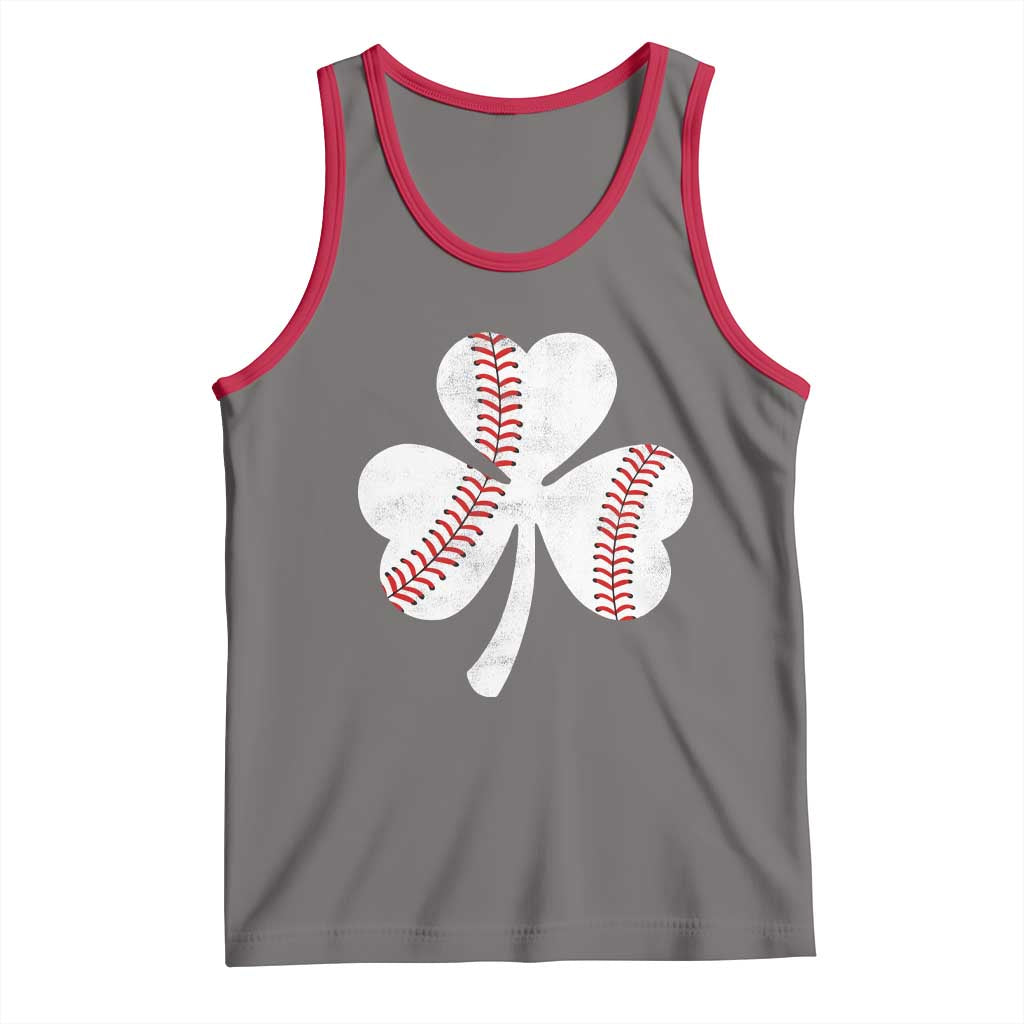 Funny Baseball St Patricks Day Distressed Shamrock Tank Top TS11 Deep Heather Red Print Your Wear