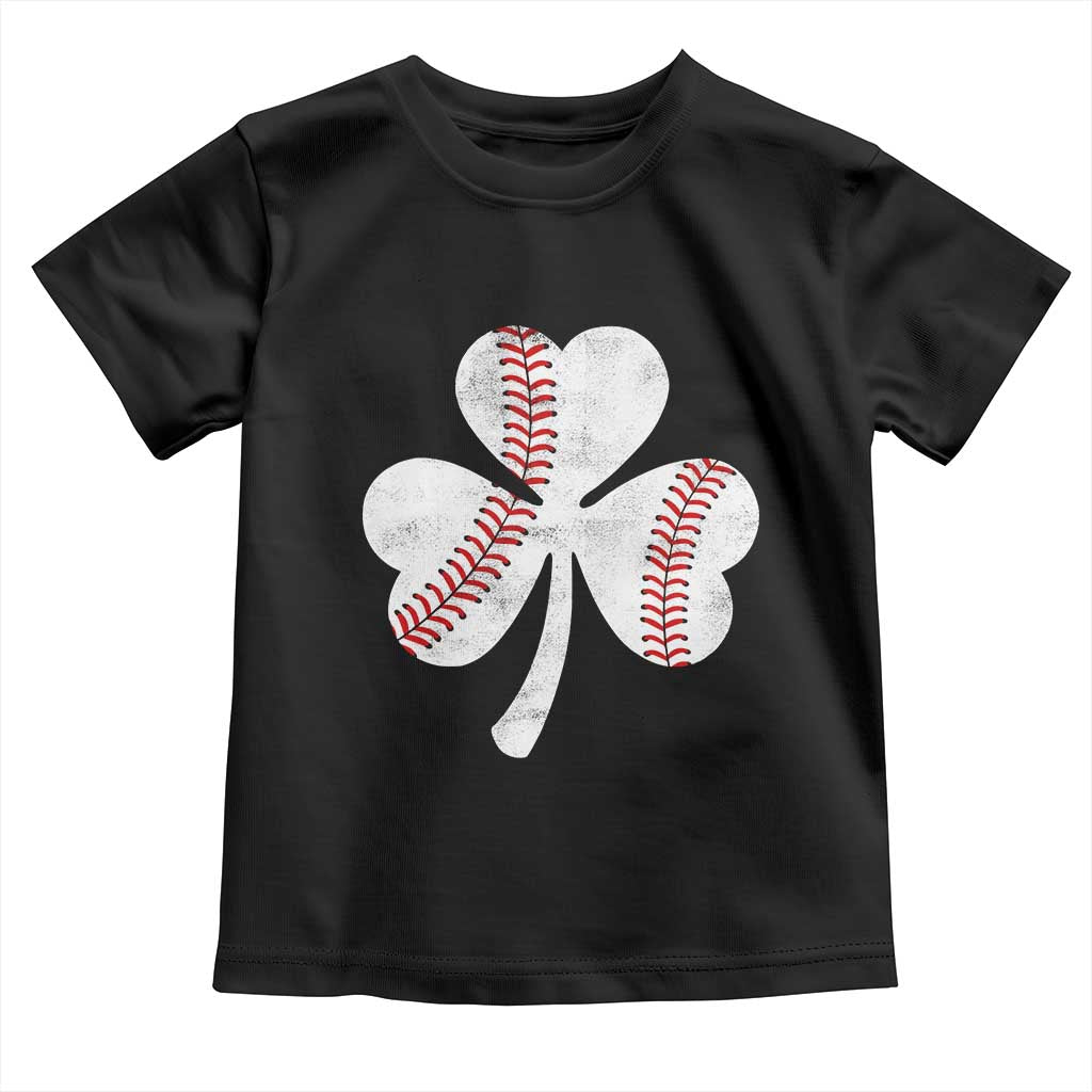 Funny Baseball St Patricks Day Distressed Shamrock Toddler T Shirt TS11 Black Print Your Wear
