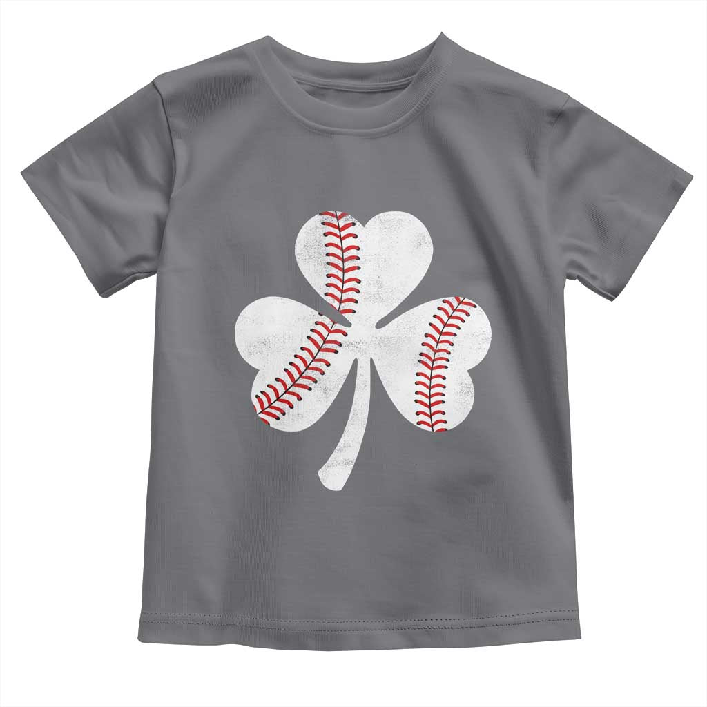 Funny Baseball St Patricks Day Distressed Shamrock Toddler T Shirt TS11 Charcoal Print Your Wear