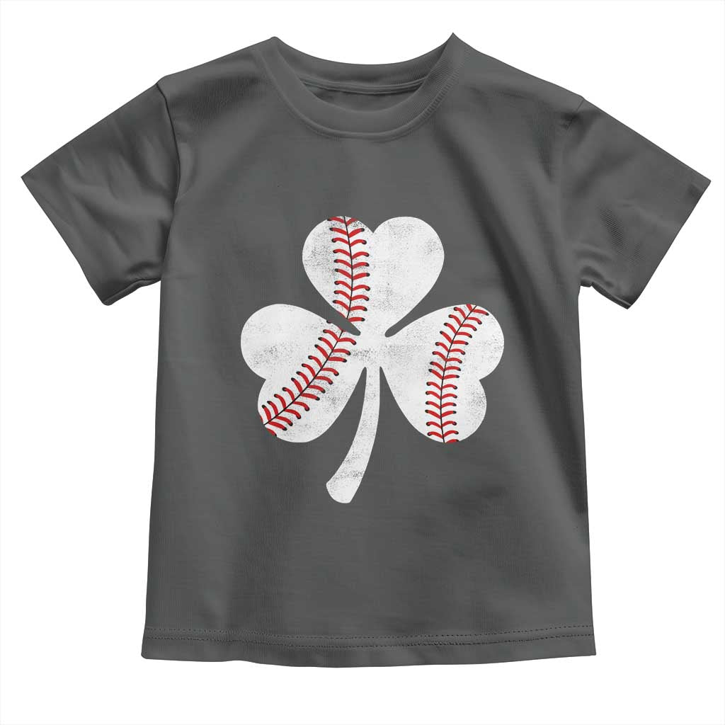 Funny Baseball St Patricks Day Distressed Shamrock Toddler T Shirt TS11 Dark Heather Print Your Wear