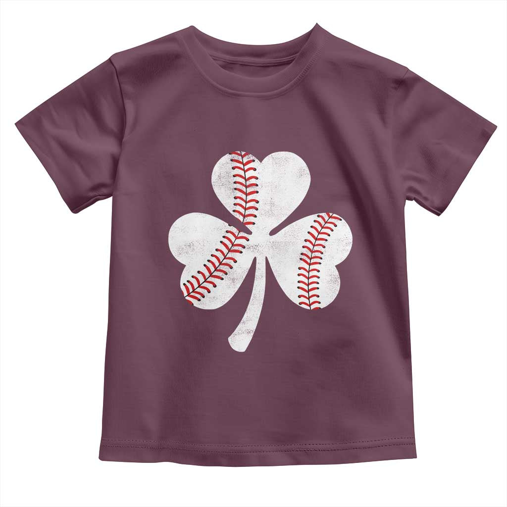 Funny Baseball St Patricks Day Distressed Shamrock Toddler T Shirt TS11 Maroon Print Your Wear