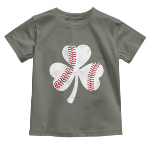 Funny Baseball St Patricks Day Distressed Shamrock Toddler T Shirt TS11 Military Green Print Your Wear