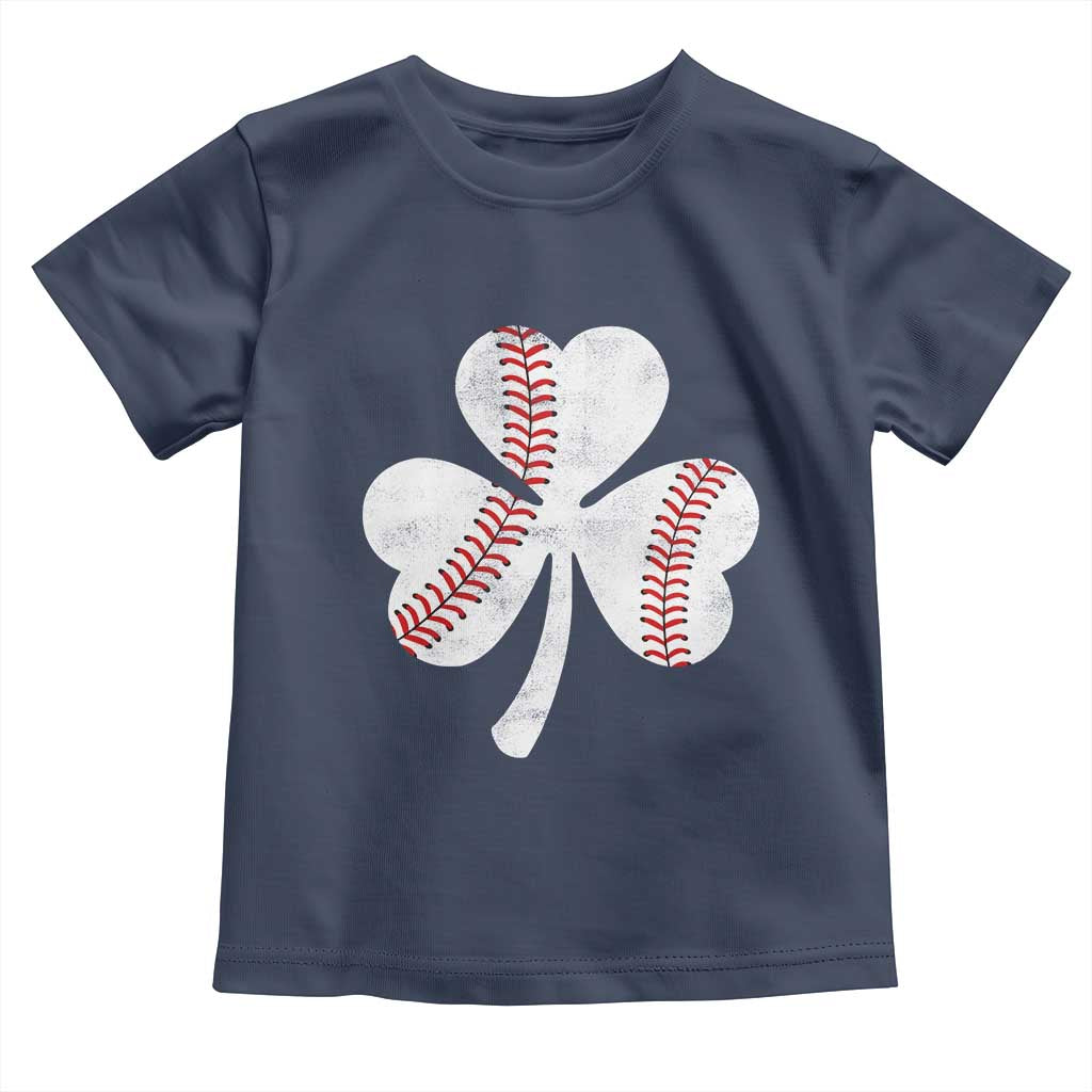 Funny Baseball St Patricks Day Distressed Shamrock Toddler T Shirt TS11 Navy Print Your Wear