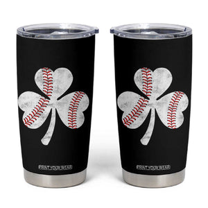 Funny Baseball St Patricks Day Distressed Shamrock Tumbler Cup TS11 Black Print Your Wear