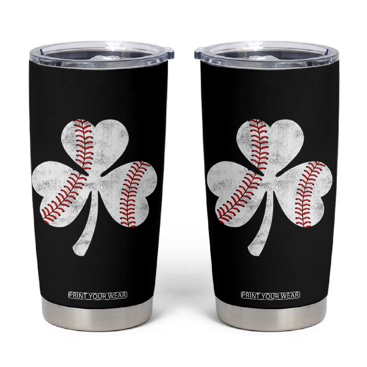 Funny Baseball St Patricks Day Distressed Shamrock Tumbler Cup TS11 Black Print Your Wear