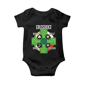 Irishki Half Irish Half Polish Baby Onesie Celtic Cross St Patricks TS11 Black Print Your Wear