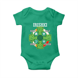 Irishki Half Irish Half Polish Baby Onesie Celtic Cross St Patricks TS11 Irish Green Print Your Wear
