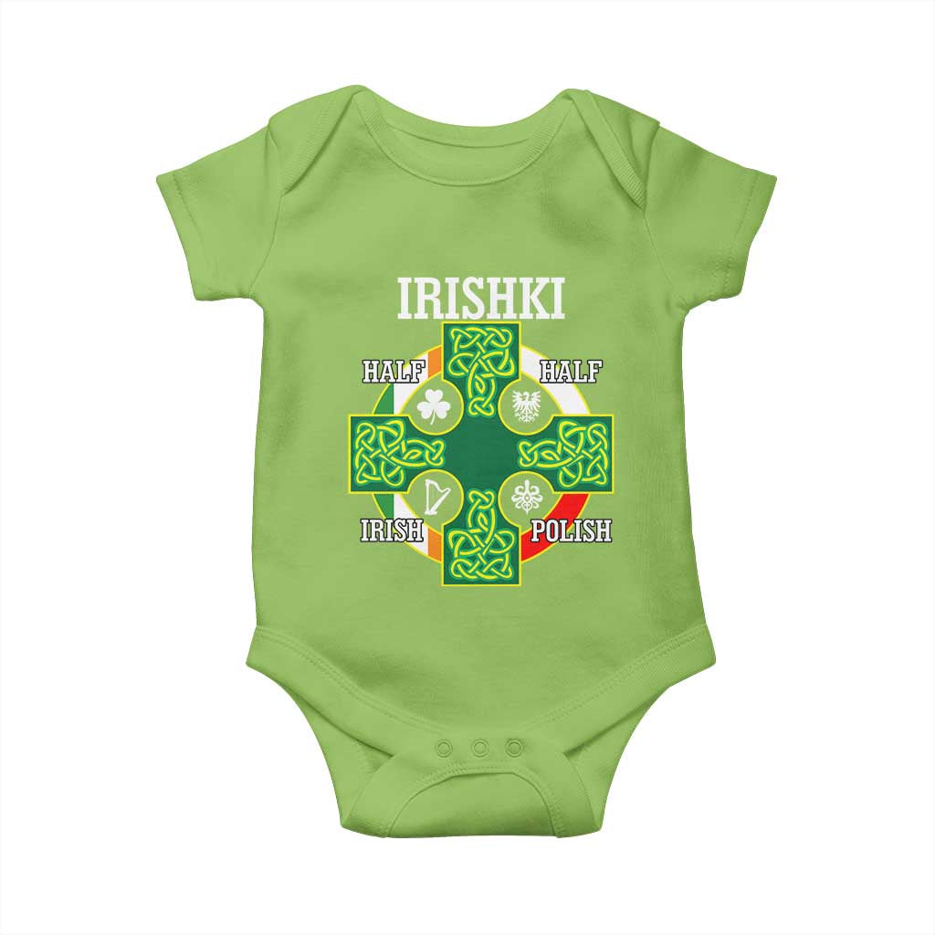 Irishki Half Irish Half Polish Baby Onesie Celtic Cross St Patricks TS11 Lime Print Your Wear