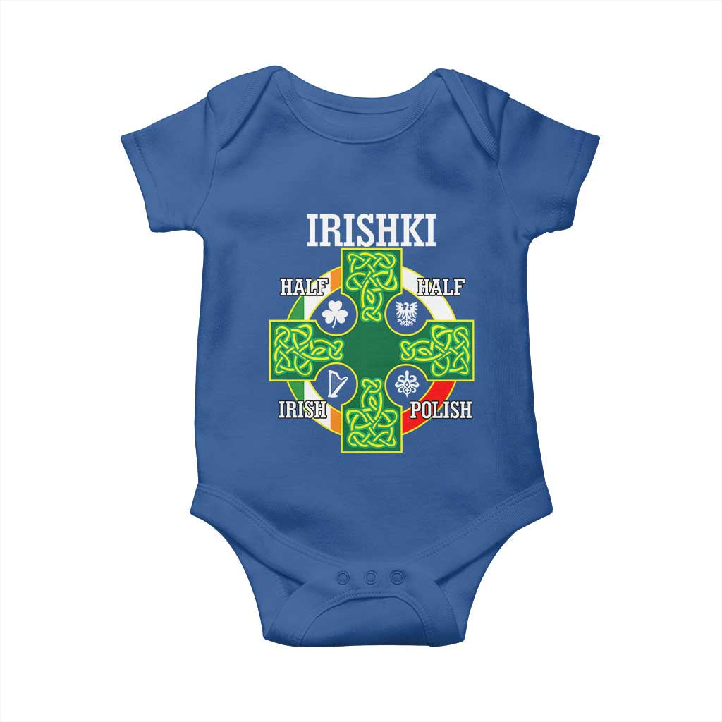 Irishki Half Irish Half Polish Baby Onesie Celtic Cross St Patricks TS11 Royal Blue Print Your Wear