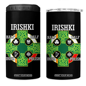 Irishki Half Irish Half Polish 4 in 1 Can Cooler Tumbler Celtic Cross St Patricks TS11 One Size: 16 oz Black Print Your Wear