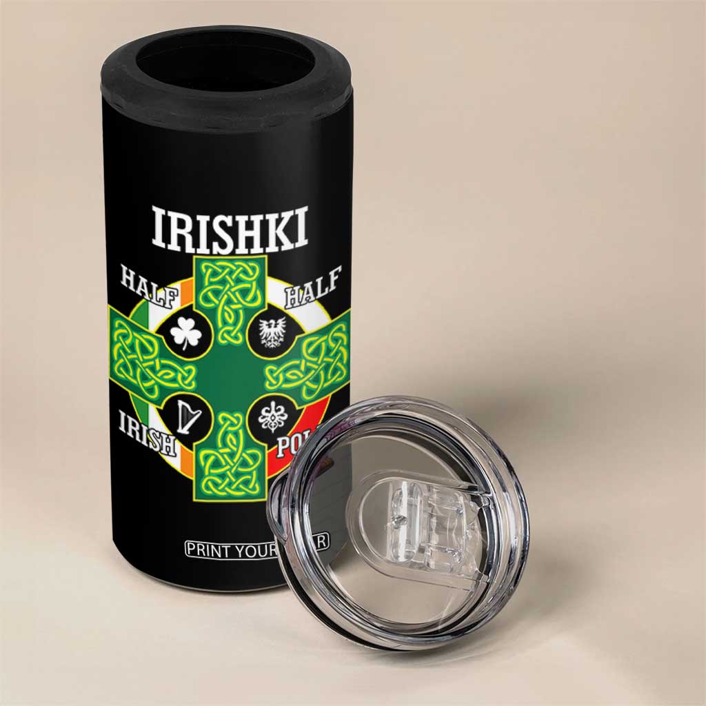 Irishki Half Irish Half Polish 4 in 1 Can Cooler Tumbler Celtic Cross St Patricks TS11 Print Your Wear