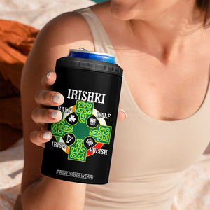 Irishki Half Irish Half Polish 4 in 1 Can Cooler Tumbler Celtic Cross St Patricks TS11 Print Your Wear