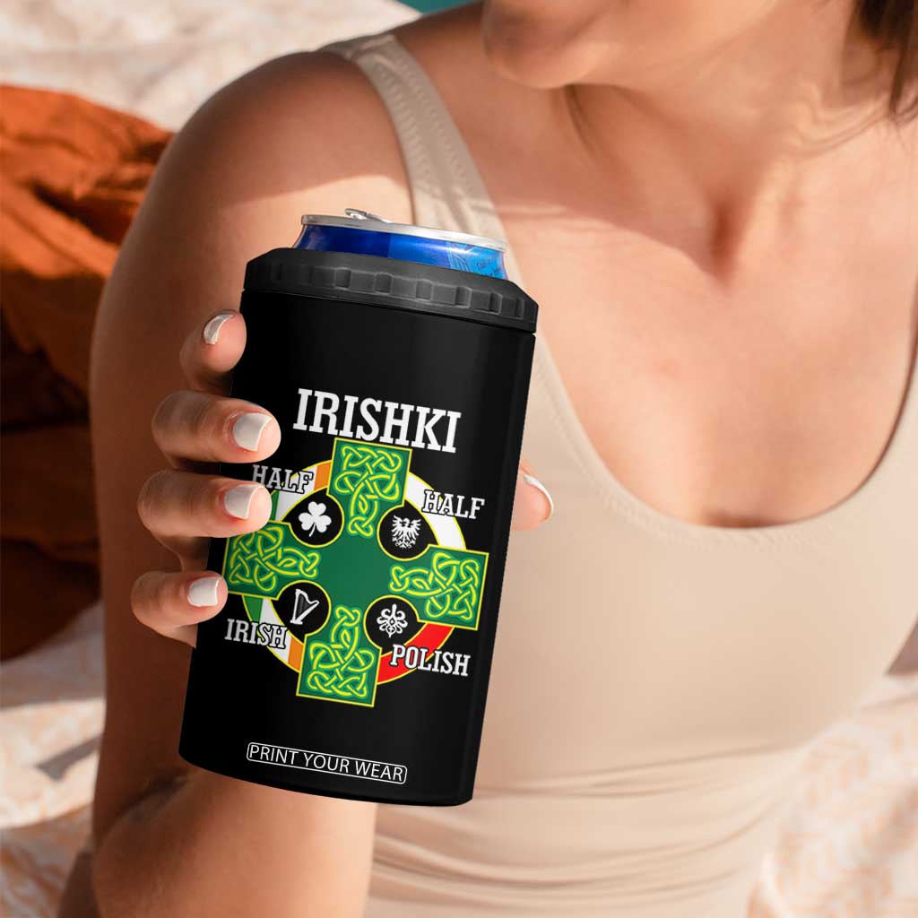 Irishki Half Irish Half Polish 4 in 1 Can Cooler Tumbler Celtic Cross St Patricks TS11 Print Your Wear
