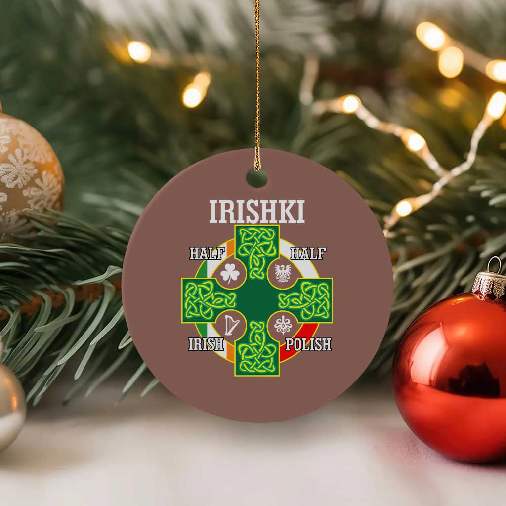 Irishki Half Irish Half Polish Ceramic Ornament Celtic Cross St Patricks TS11 1pc Mocha Print Your Wear