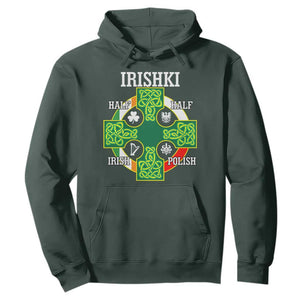 Irishki Half Irish Half Polish Hoodie Celtic Cross St Patricks TS11 Dark Forest Green Print Your Wear